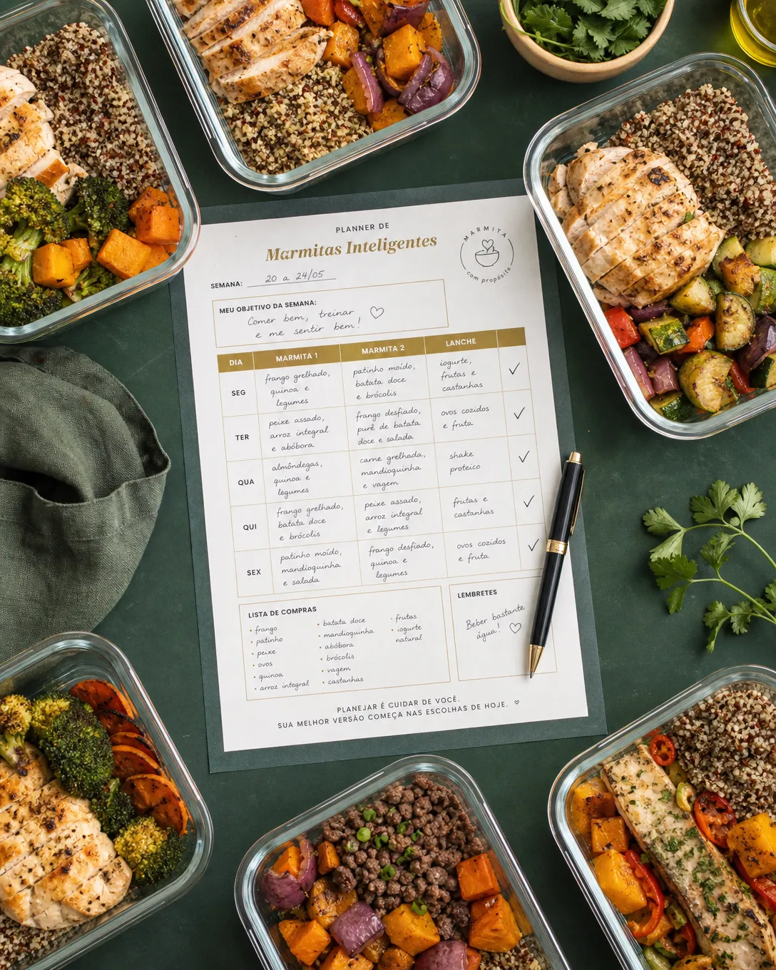 Organização de marmitas com Planner Inteligente