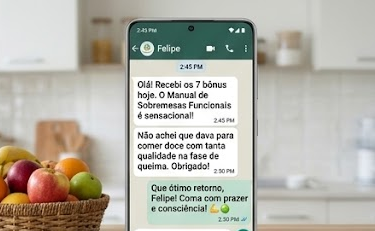 Mensagem de cliente satisfeito com os bônus