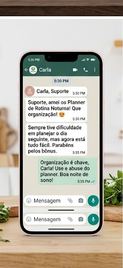 Mensagem sobre planner Rotina Leve